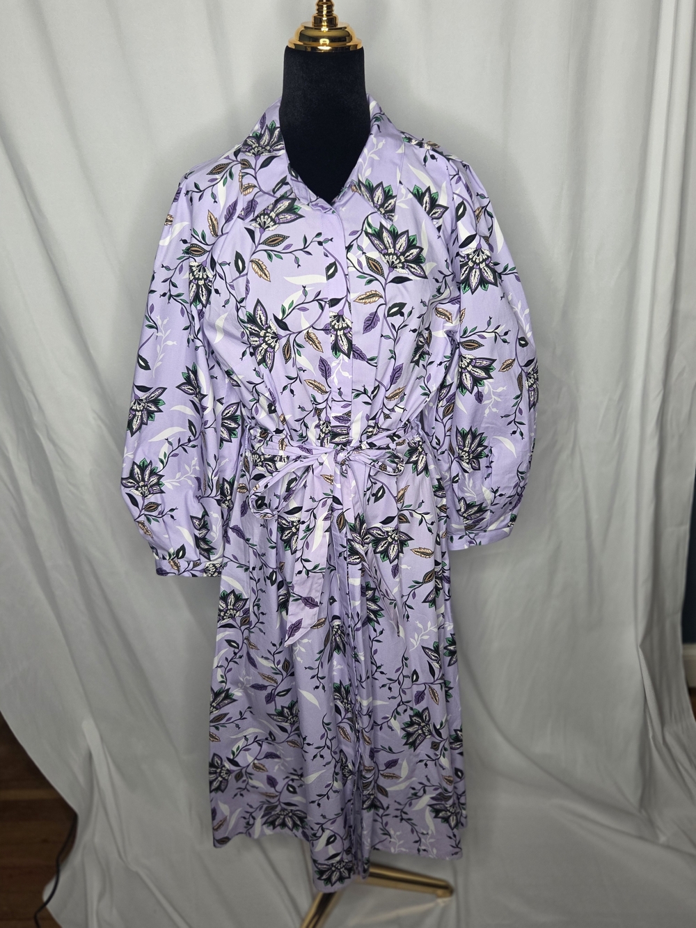 Charter Club Lavender Floral Button-Front Dress – Women's XL | 100% Cotton